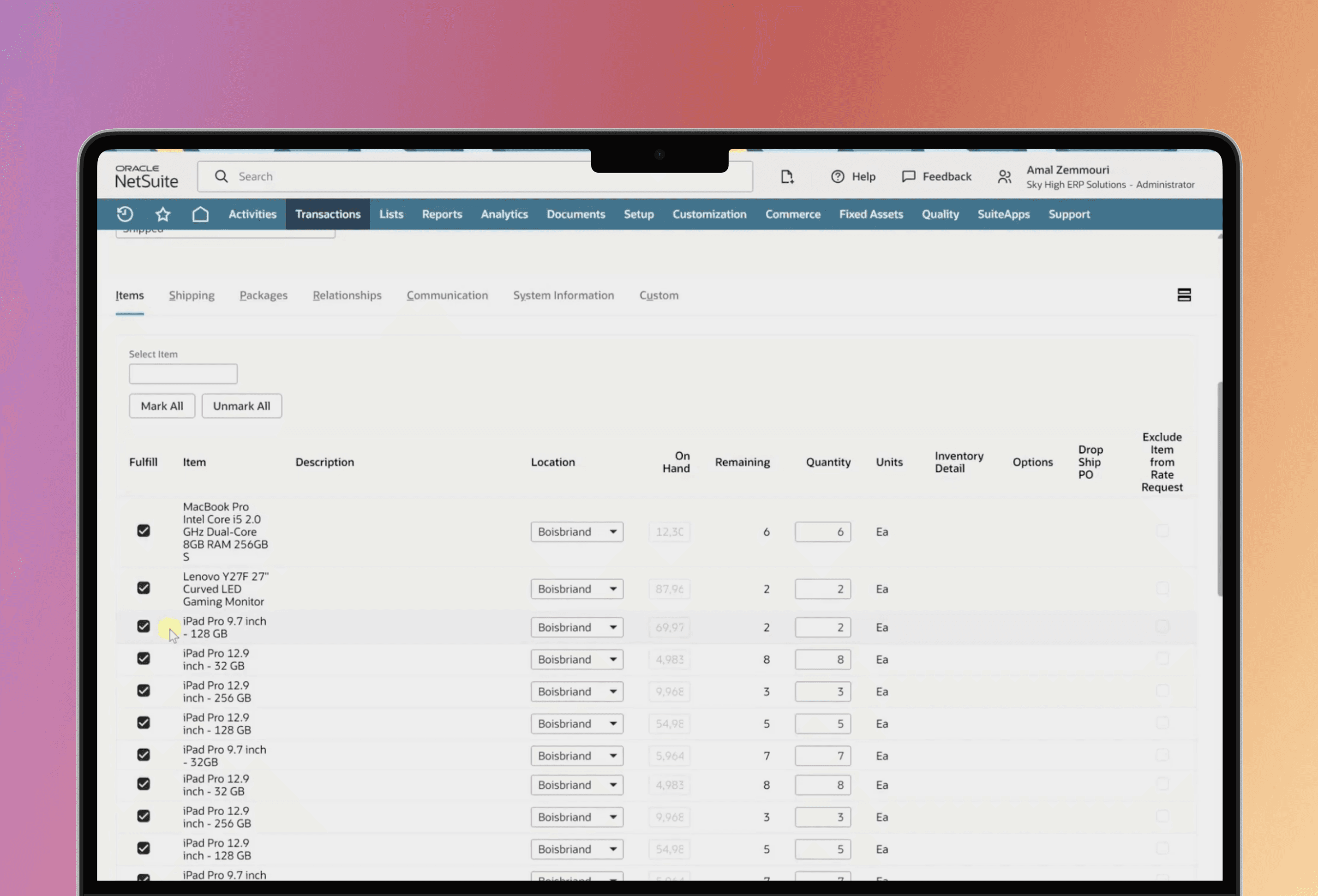 Transaction Line Accelerator interface